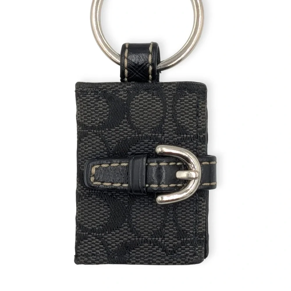 Coach Picture Frame Charm Keychain Black Grey Signature Canvas Vintage Mini Y2K